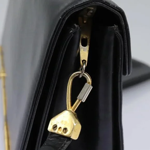 Christian Dior Shoulder Bag Calf leather Black Auth